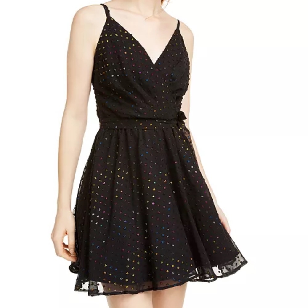 As U Wish Black Dress with Colorful Dots